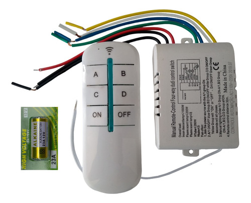 Relé Módulo Remoto Rf 4 Canais Acionamento Sem Fio Bivolt