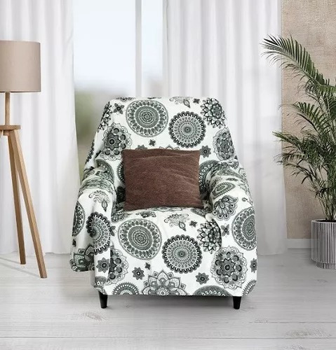 Funda De Sillon 1 Cuerpo Estampada Mandala Madras Rustica 