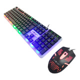 Teclado E Mouse Gamer Led Rgb Com Fio Cabo Usb Pc Notebook