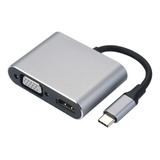 Adaptador Usb Multipuerto 4 En 1 Hub Tipo-c A Hd Vga Tipo-c