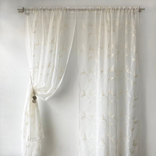 Cortinas Ambiente Organza Bordadas Denisse 2 Paños 145x220