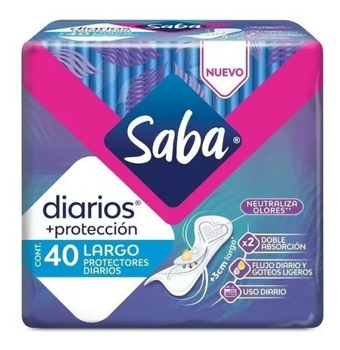 Protectores Saba +protección De Uso Diario Largos X40 Unds