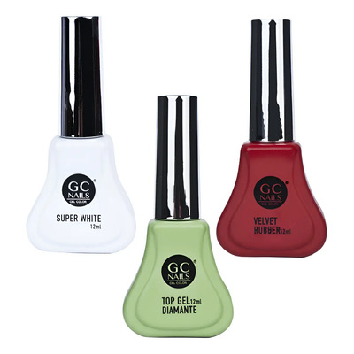 Set 3 Amore Mio Gel Super Blanco, Rubber Y Top Gel. Gc Nails | MercadoLibre