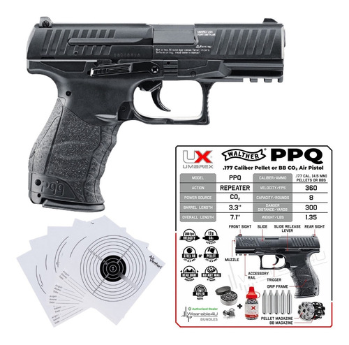 Marcadora Co2 Walther Ppq .177 (4.5mm) 8rds Pellets Y Bbs Xp