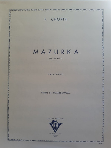 Partitura Piano Mazurka Op. 33 Nº 2 F Chopin