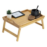 Kktoner Mesa De Bambu Con Patas Plegables, Bandeja Portatil 