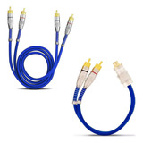 Kit 10 Cabo Rca 1 Metro +10 Y 1f+2m Blindado Conector Ouro