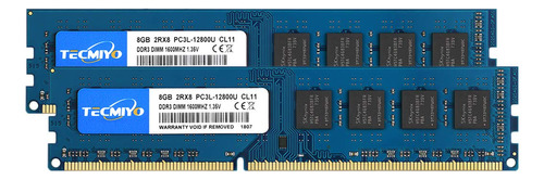 Tecmiyo Kit De 16 Gb (2 X 8 Gb) Ddr3 / Ddr3l 1600mhz Udimm,