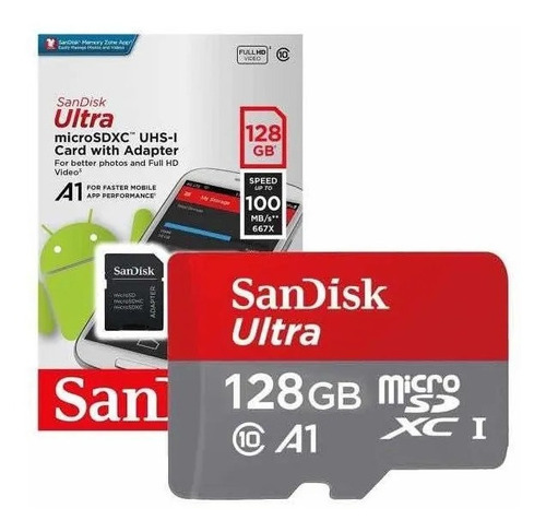 Memoria Micro Sd Sandisk Ultra 128gb Clase 10 80mb/s Hd