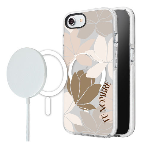 Funda Para iPhone Magsafe Para Mujer Flores Tu Nombre