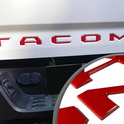 Letras Emblema Rojo Tacoma 3d Tapa Batea 2016 2018 2020 2023