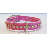 Omnipet 6087-pk14 Cuero Collar De Perro De La Joya Pink Tach