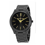 Reloj Michael Kors Slim Runway Modelo Mk3221 Original Color De La Correa Negro Color Del Bisel Negro Color Del Fondo Negro