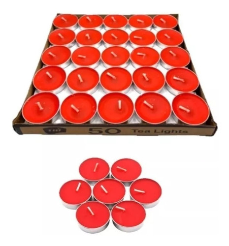 Set X 50 Velas Decorativas Amor Hogar  Color Rojo 