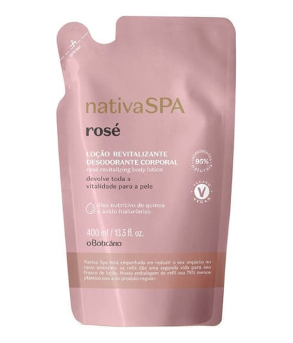 Refil  Desodorante Corporal Nativa Spa Rosé 400ml 