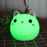 Velador Gato Led De Silicona Recargable Por Usb Tactil