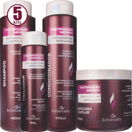 5 Kit Cabelo Cauterização Imediata Sofisticatto Atacado