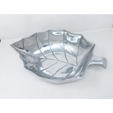 Hermosa Ensaladera Hoja Rayas Gde 45x29 Cm Pewter 