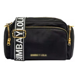 Bolsos Moda Nailon Negro Dorado Correas Negro Bandolera Muje