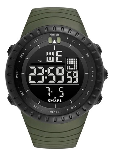 Relógio De Pulso Smael 1237 Com Corpo Verde-militar, Digital