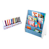 Rack Para Livros Infantil Standbook + Porta Lápis De Colorir