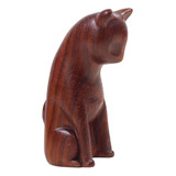Estátua De Animal De Madeira Mini Escultura Realista Gato