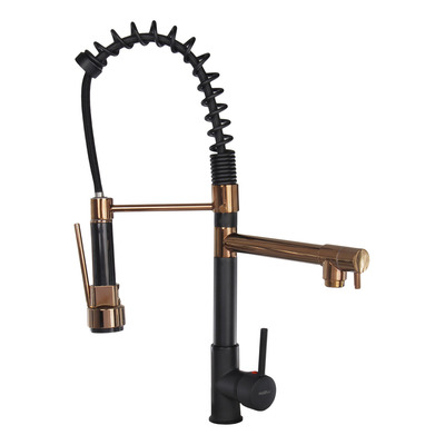 Torneira Cozinha Gourmet Monocomando Rose Gold / Preta 50cm Cor Preto Com Rosê Gold
