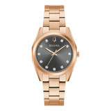 Relógio Feminino Bulova Surveyor Rosegold Original, Cor Da Pulseira De Relógio Eletrônico, Cor Do Bisel, Ouro Rosa, Cor De Fundo, Cinza Escuro