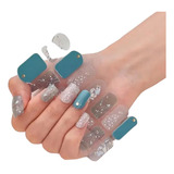 Set De 14 Stickers De Uñas Manicure Instantánea Turquesa