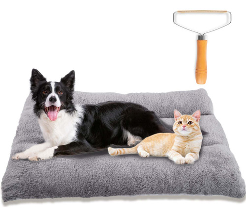 Cama Para Perro Gato Suave Y Cómoda Gris Con Quitapelusas