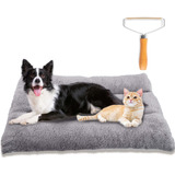 Cama Para Perro Gato Suave Y Cómoda Gris Con Quitapelusas