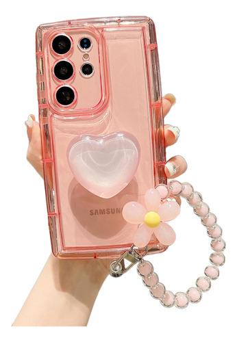 Funda De Transparente Corazón Soporte Para Samsung +pulsera