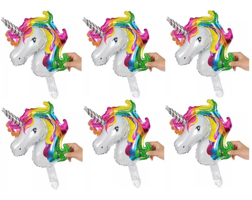 Globo Unicornio Metalizado Pequeño Paquete Set Kit Pzas Uds