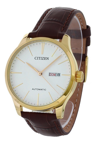 Relógio Citizen Masculino Automatico Tz20788b Dourado Couro