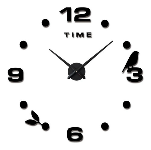Reloj De Pared 3d Tamaño Grande 100 X 100 Cm Color Negro 