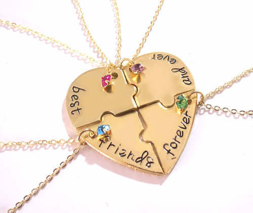 Colar De Melhores Amigas 4 Pçs+ 4 Pulseiras Best Friend