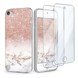 Funda Para iPod Touch 7th Gen Glitter Rosa Con Protector