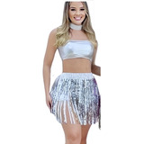 Conjunto Feminino Hot Pants Carnaval Metalizado Fantasia