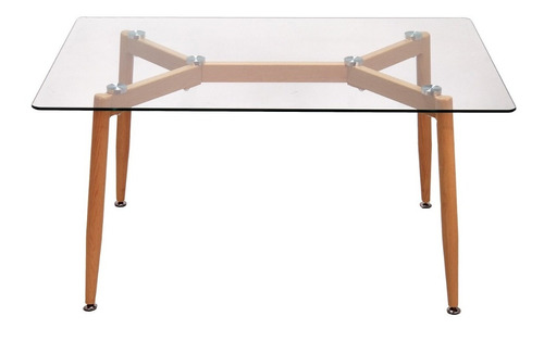 Mesa Eames Nordica Vidrio Rectangular Comedor Patas Haya 140