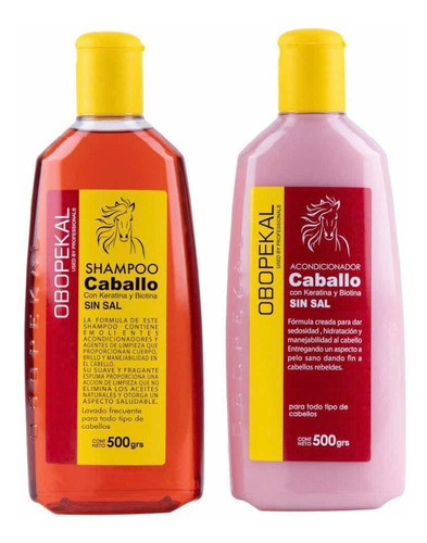 Shampoo + Acondicionador Caballo Con Keratina Obopekal 500gr