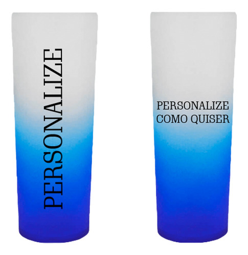 20 Copos Longdrink Degrade Azul- Personalizado 