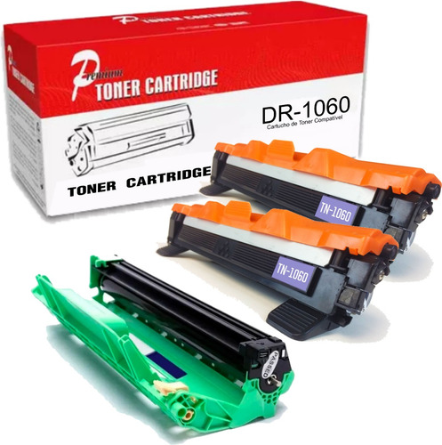 Fotocondutor + 2 Toner Novo C/ Brother Tn1060 Dr1060 Dcp1617