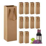 10 Bolsas De Regalo Carton Papel Kraft Para Botellas De Vino