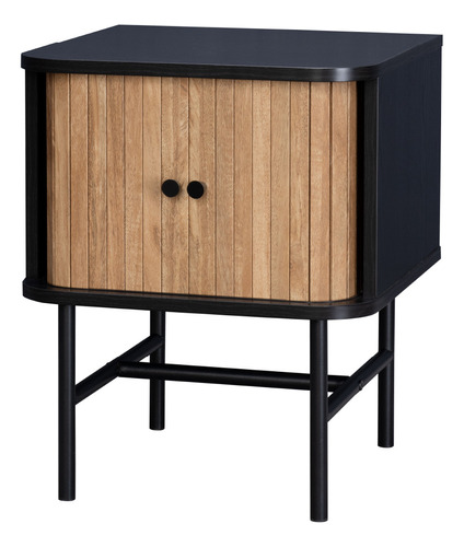 Velador Top Living Noir Puertas Corredizas Negro Y Madera