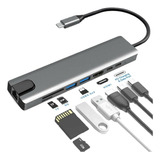 Hub Adaptador Usb Tipo C 8 En 1 Linkon Para Mac Macbook Win