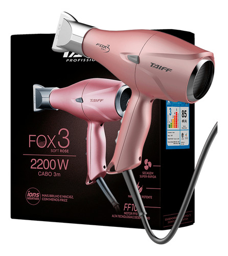 Secador Fox 3 Soft Rose 2200w- 220v- Taiff Profissional