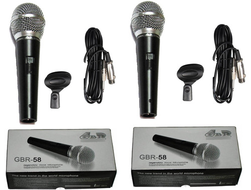 Combo 2 Microfono Sm58 Gbr Dinamico Cable Pipeta Envio Premi
