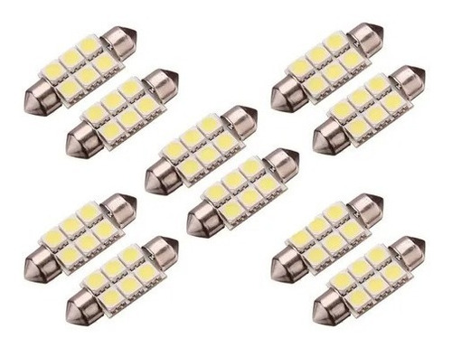 Pack 10 Led Tubular Eversafe 5050 6 Led Festoon Auto 39mm