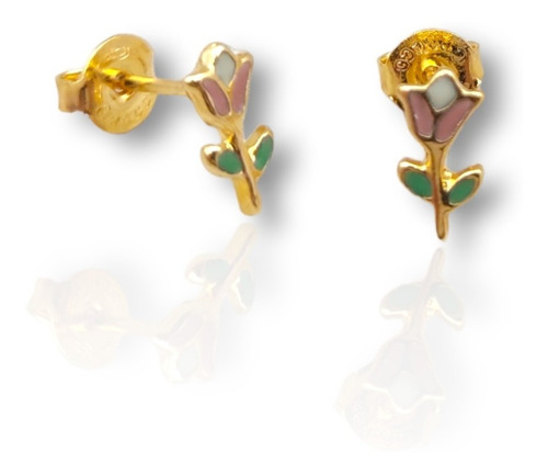 Aros Flores Hipoalérgicos Oro Laminado 18k Calidad Cracco.