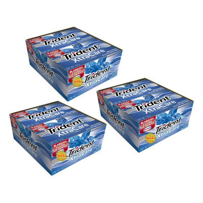 3 Cajas  Chicles Trident Xtracare Menta De 12pzs 13.6gr C\u002Fu | Envío gratis